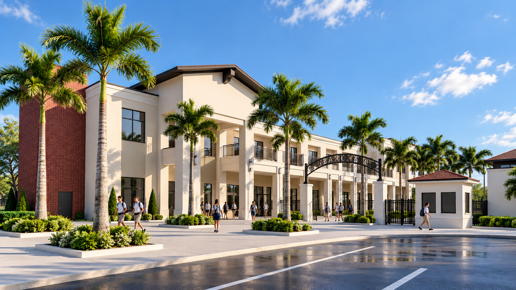Private school campus exterior on a sunny day in Pinellas County, Florida